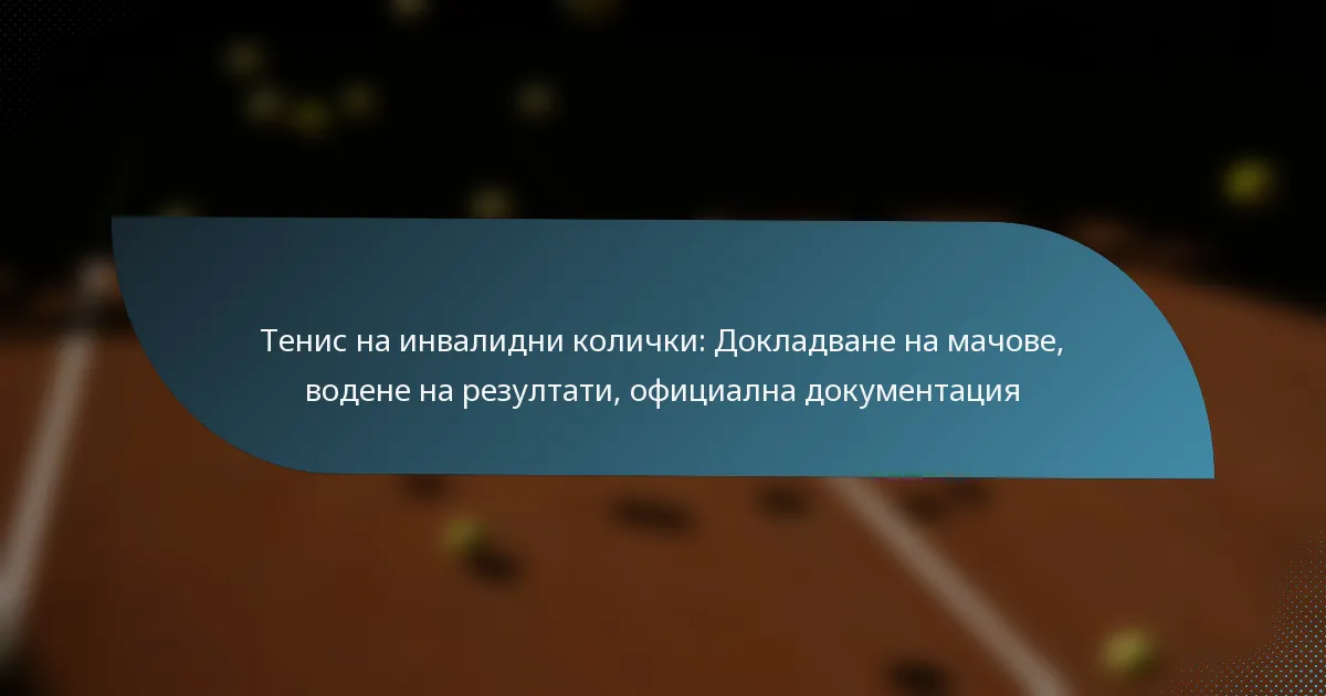 Тенис на инвалидни колички: Докладване на мачове, водене на резултати, официална документация