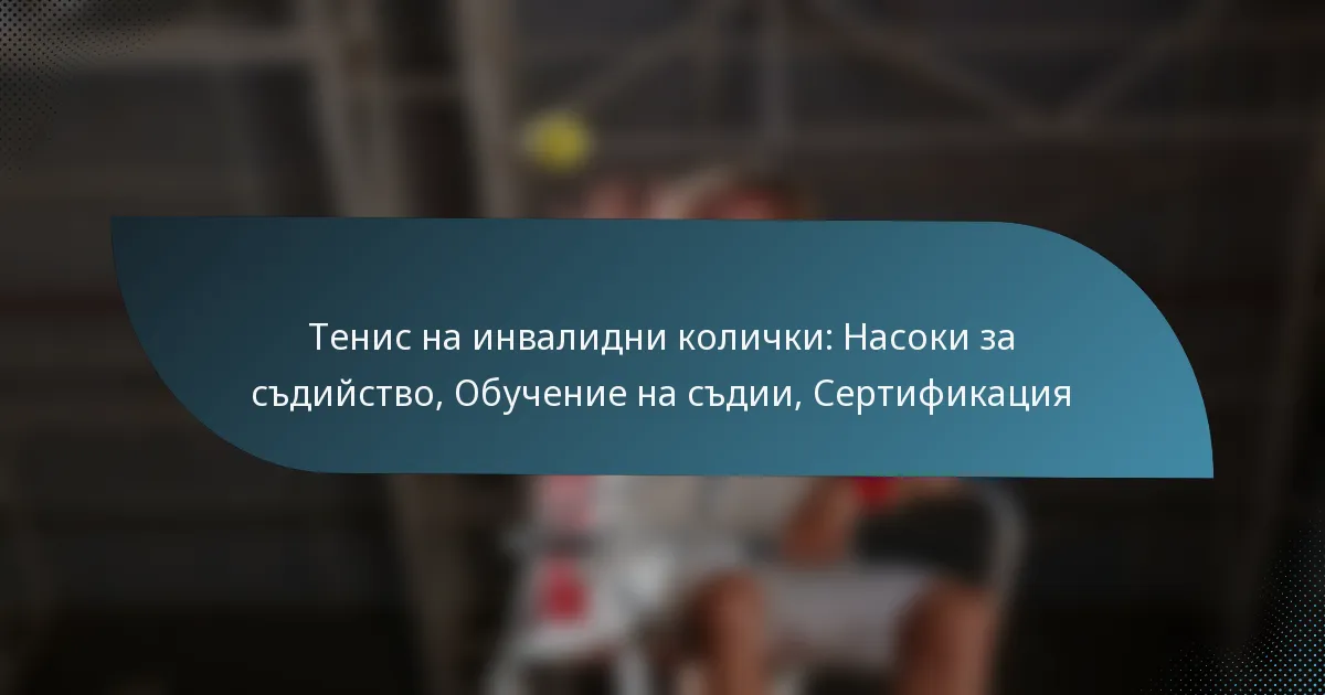 Тенис на инвалидни колички: Насоки за съдийство, Обучение на съдии, Сертификация