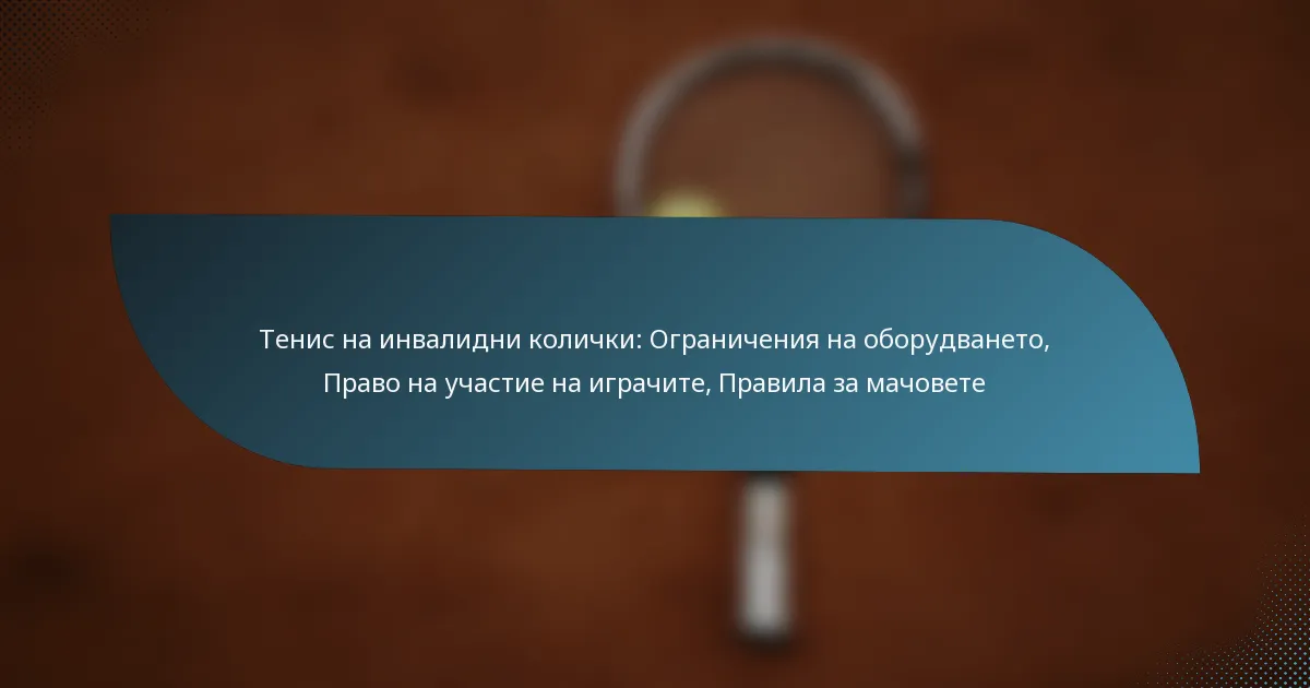 Тенис на инвалидни колички: Ограничения на оборудването, Право на участие на играчите, Правила за мачовете
