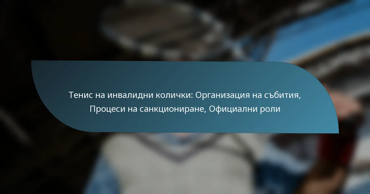 Тенис на инвалидни колички: Организация на събития, Процеси на санкциониране, Официални роли