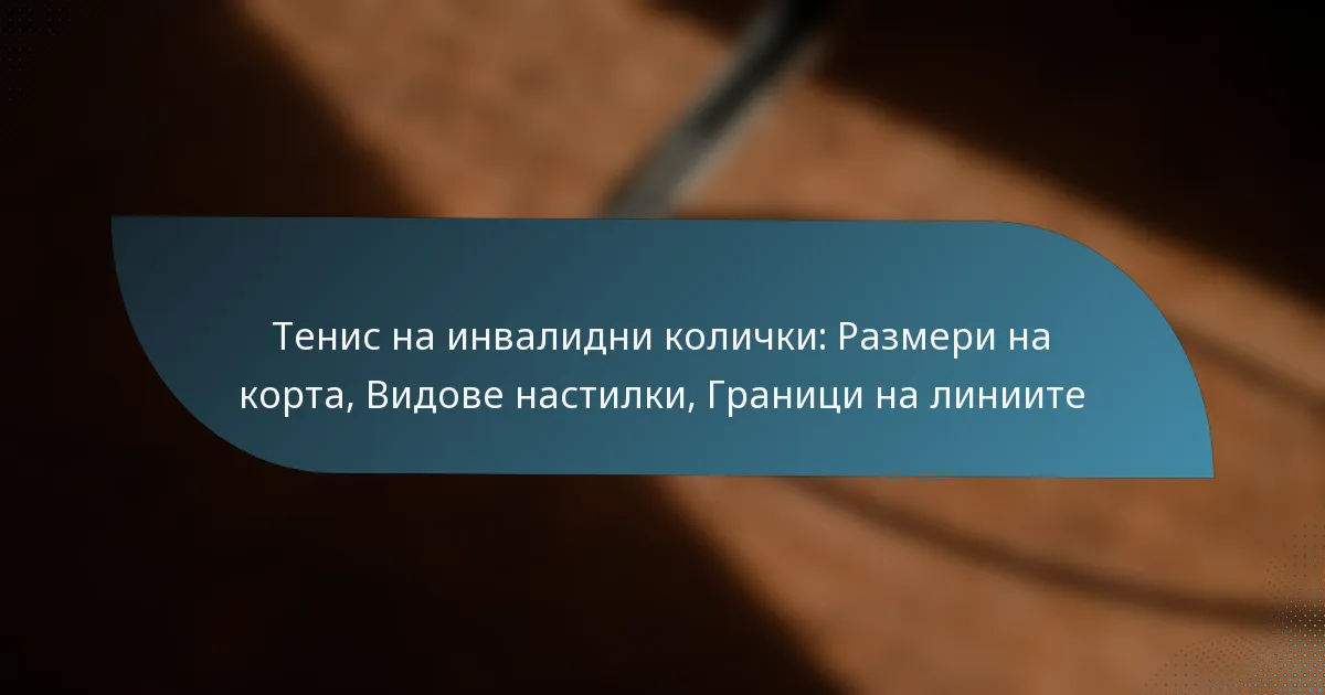 Тенис на инвалидни колички: Размери на корта, Видове настилки, Граници на линиите