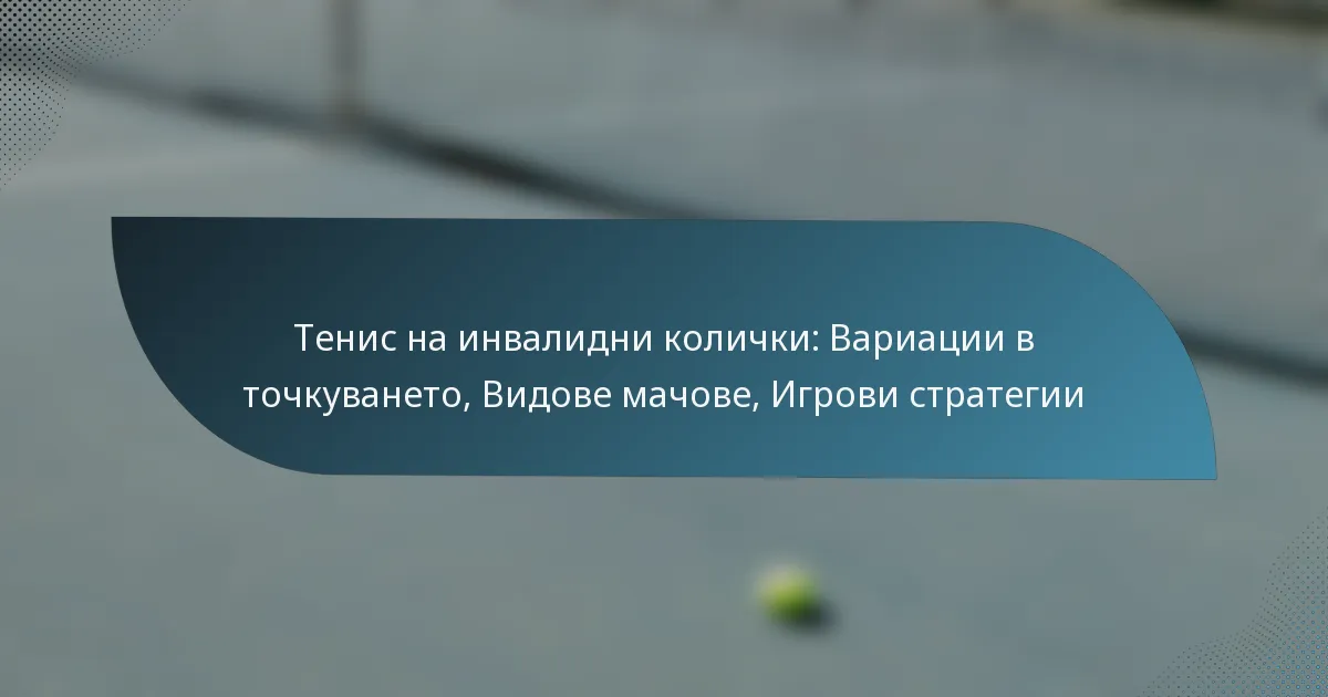 Тенис на инвалидни колички: Вариации в точкуването, Видове мачове, Игрови стратегии
