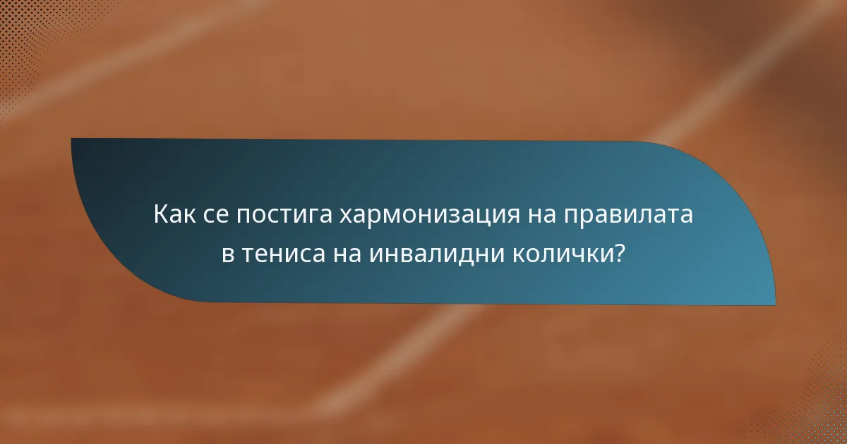 Как се постига хармонизация на правилата в тениса на инвалидни колички?