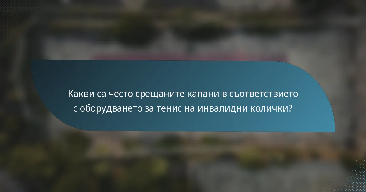 Какви са често срещаните капани в съответствието с оборудването за тенис на инвалидни колички?