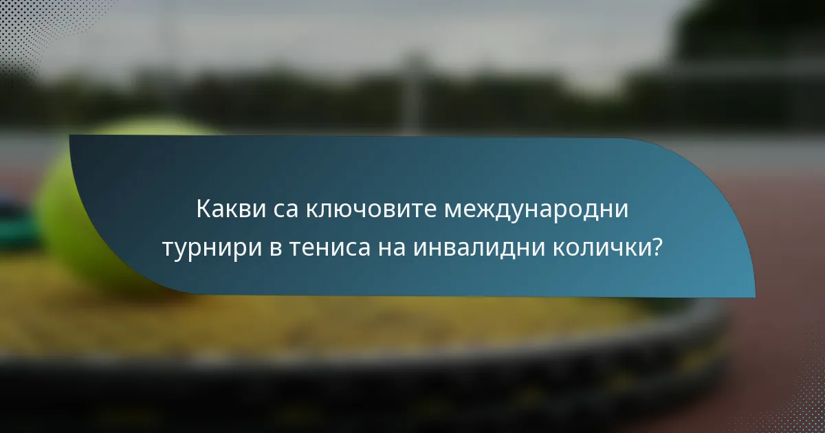 Какви са ключовите международни турнири в тениса на инвалидни колички?