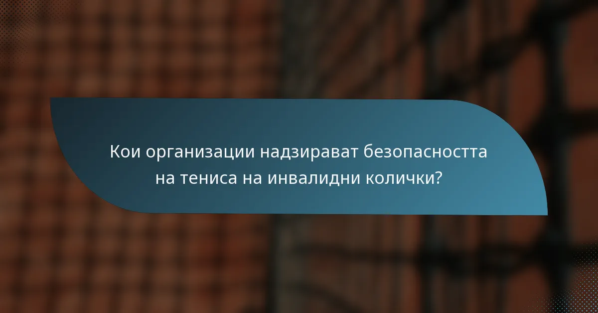Кои организации надзирават безопасността на тениса на инвалидни колички?